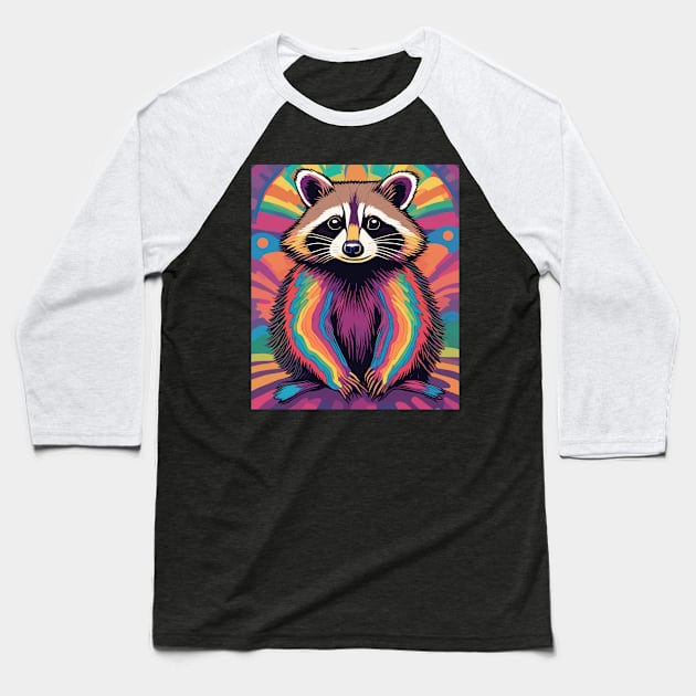 Trippy Psychedelic Raccoon Baseball T-Shirt by Souls.Print